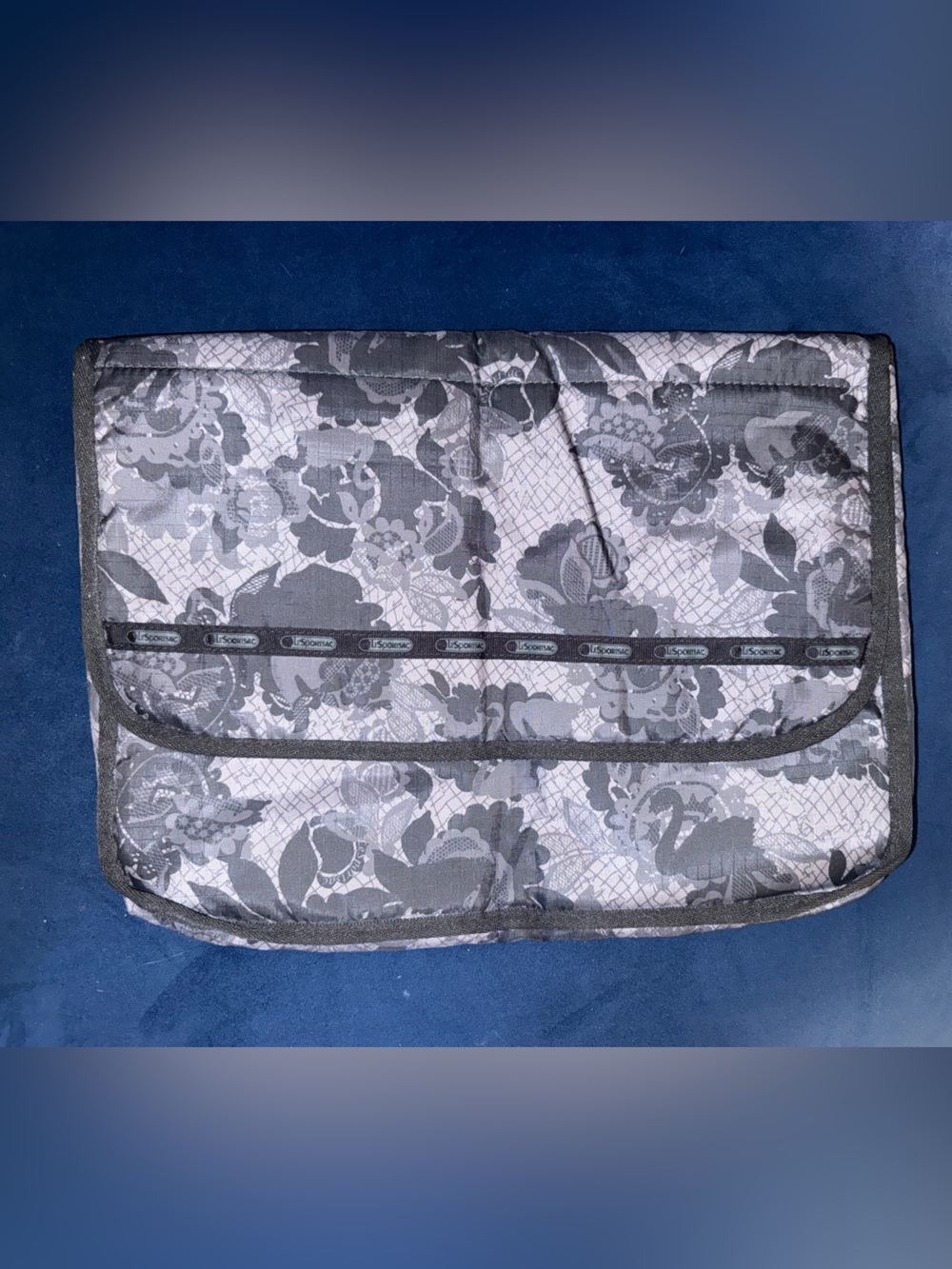 LeSportsac Gray and Black Floral Laptop Case